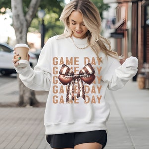 Game Day-sweater, Coquette Football-sweater, voetbalsweater voor vrouwen, Game Day-sweater met ronde hals voor haar, voetbal, herfst, voetbalseizoen