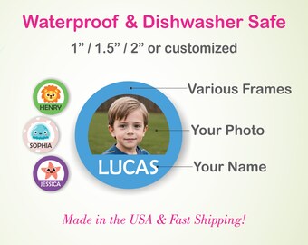 Custom Photo Name Stickers – Waterproof, Dishwasher Safe