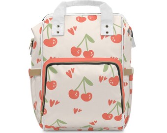 Cherry Multifunctional Diaper Backpack