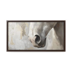 Horse Nose Portrait, Framed Wrapped Canvas Print, Oil Painting Style, Neutral Wall Art, Country Farmhouse Home Décor, Horse Painting
