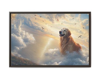 Golden Retriever Memorial Canvas Print, Angel Dog Heaven Art, Pet Loss Gift