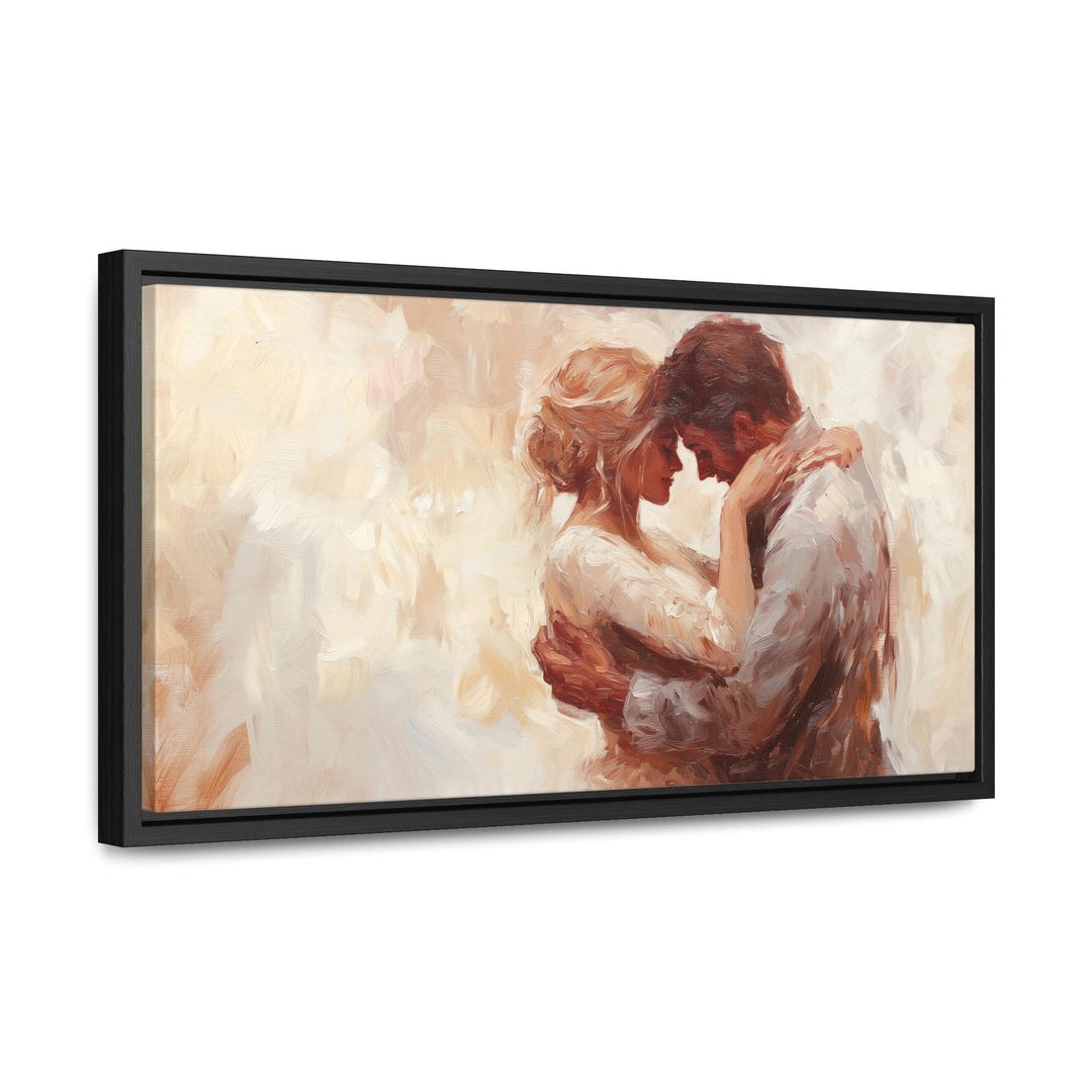 Embracing Couple Oil Painting Print – Framed Romantic Canvas Art - Etsy
