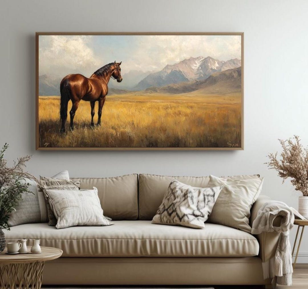 Framed Mustang Horse Canvas Print: Western Ranch Wall Art - Etsy