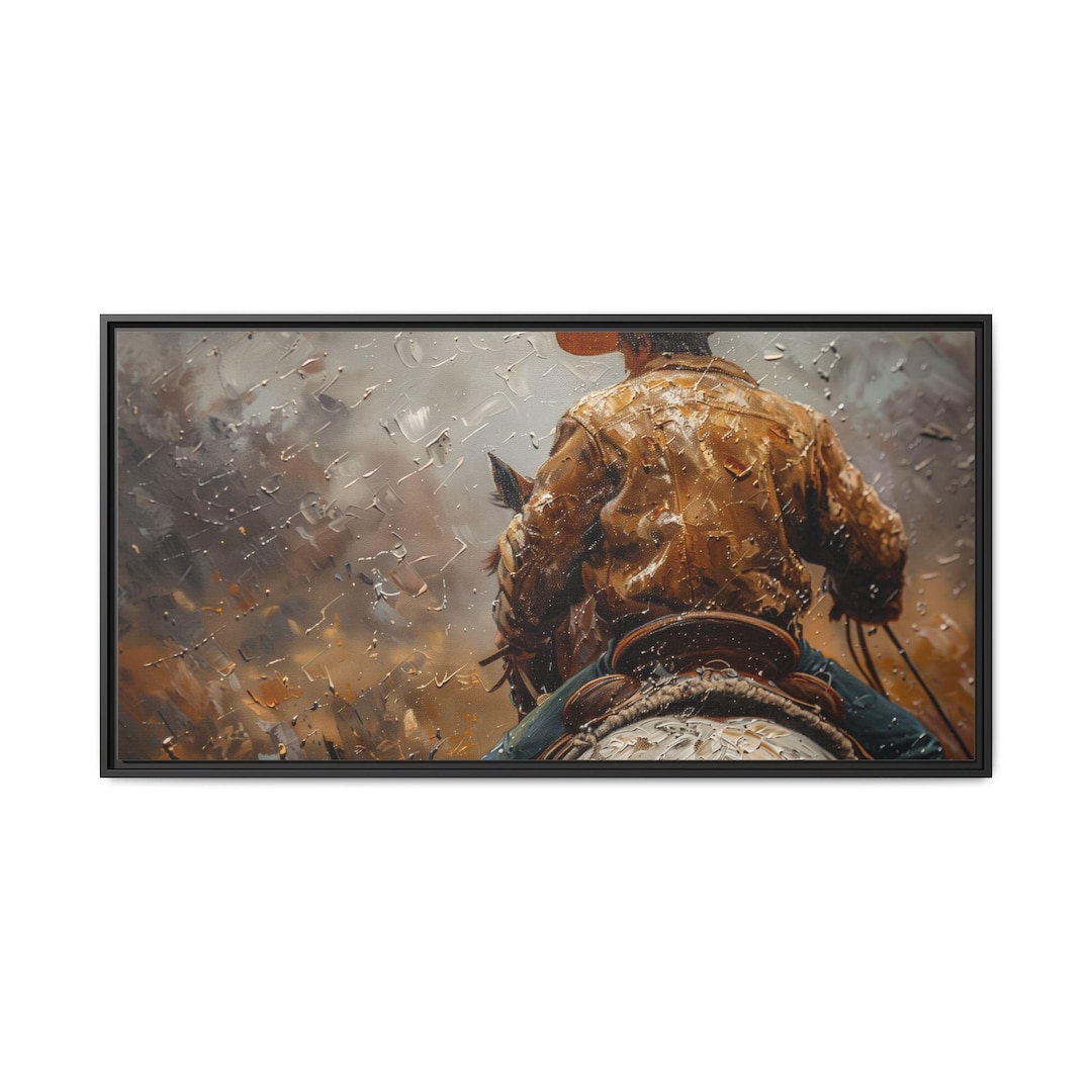 Cowboy on Horse Canvas Print: Rustic Western Wall Art - Etsy