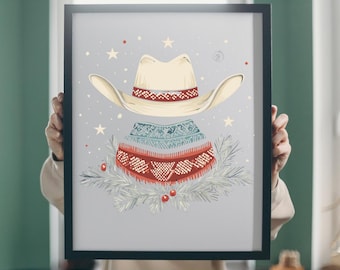 Boże Narodzenie w stylu kowbojskim PNG, projekt świąteczny w stylu western (pobranie cyfrowe)