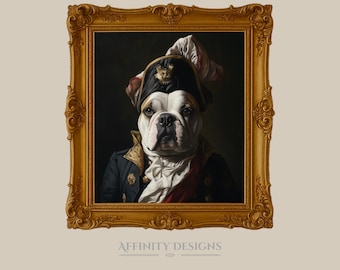 Renaissance Bulldog Portrait: Funny Military Pet Print (Digital Download)