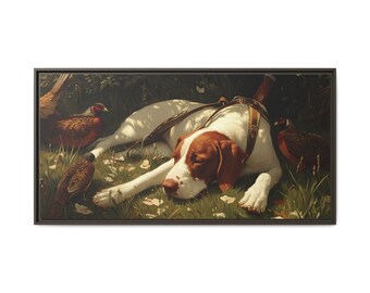 Bird Dog Canvas Print: Pheasant Hunt, Rustic Farmhouse Decor