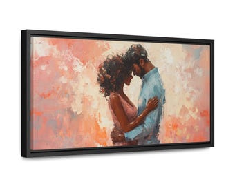 Romantic Couple Oil Painting Print: Framed Canvas Love Wall Art