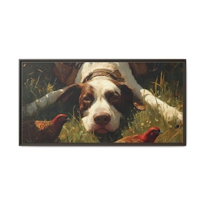 Bird Dog Resting, Pheasant Hunt, Hunting Wall Art, Dog Decor, Farmhouse and Lodge, Rustic, Gifts for Hunters, Framed Print, Wrapped Canvas