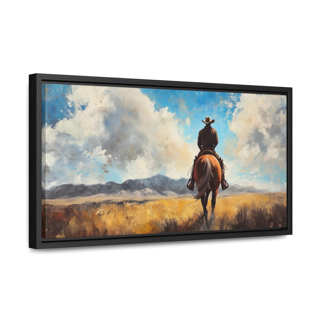 Cowboy on Horse Framed Canvas Print: Western Ranch Wall Art - Etsy