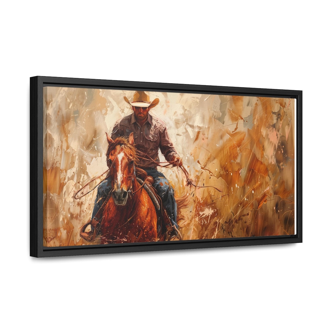 Cowboy Horse Riding Canvas Print – Rustic Western Ranch Decor - Etsy