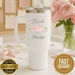 Personalized Bride Tumbler Gift Bride Tumbler Wedding Bridesmaid Gift Bachelorette Tumbler Bride Cup Custom Name Tumbler With Lid And Straw