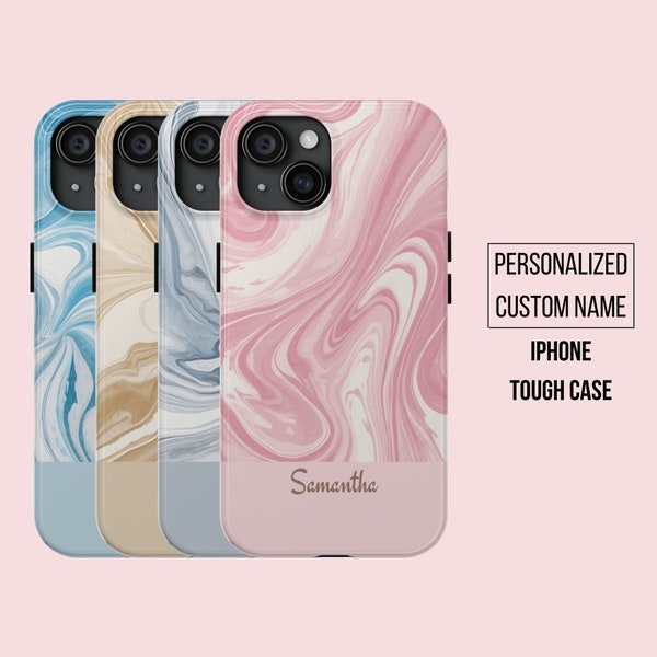 Custom Marble iPhone Case Personalized iPhone Case Watercolor Marble Phone Cover Name iPhone Case for iPhone 15 14 13 12 11 8 7 x Pro Plus