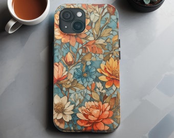 Mosaic Flower iPhone Case 15 14 13 12 11 10 8 7 X XR XS Plus Pro Max Mini SE Samsung Galaxy S23 S22 S20 Ultra Google Pixel 8 7 6