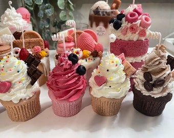 カップケーキキャンドル、リアルなデザートのソイワックスキャンドル
