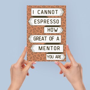 Carte de remerciement à imprimer, carte postale d'appréciation, carte de voeux jeu de mots pour mentor, précepteur, professeur, collègue