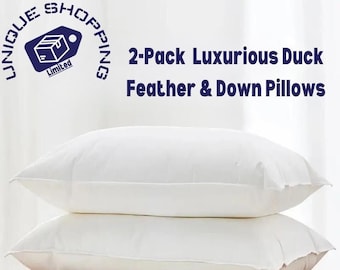 Duck Feather Down Pillows Pack Of 2 Premium Quality Extra Filled For Comfort