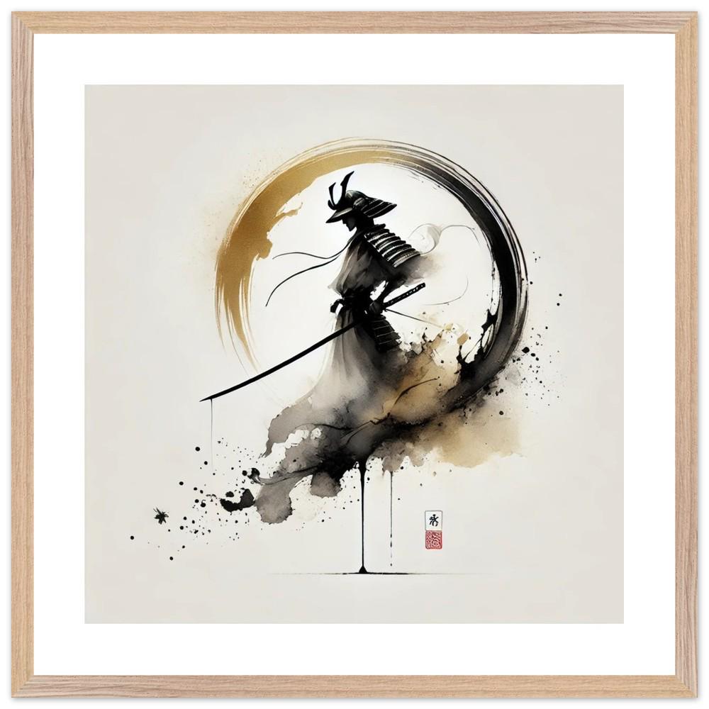 Abstract Samurai Watercolor Art - Framed Poster - Zen Minimalist Decor ...