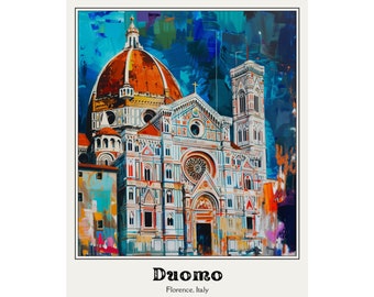 Duamo, Florenz, Italien Abstrakte Malerei K-style Matte Vertikales Poster, zeitgenössische Kunst für Wohnkultur, hochwertiges 175gsm Papier