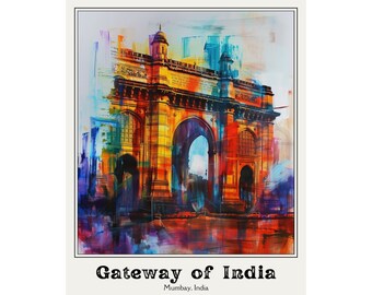 Gateway of India, Mumbai, Indien Abstrakte Malerei K-style Matte Vertikales Poster, zeitgenössische Kunst für Dekor, hochwertiges 175gsm Papier