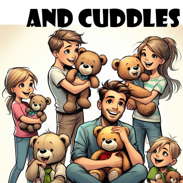 Teddy Bear Cuddles, 33 pages to color