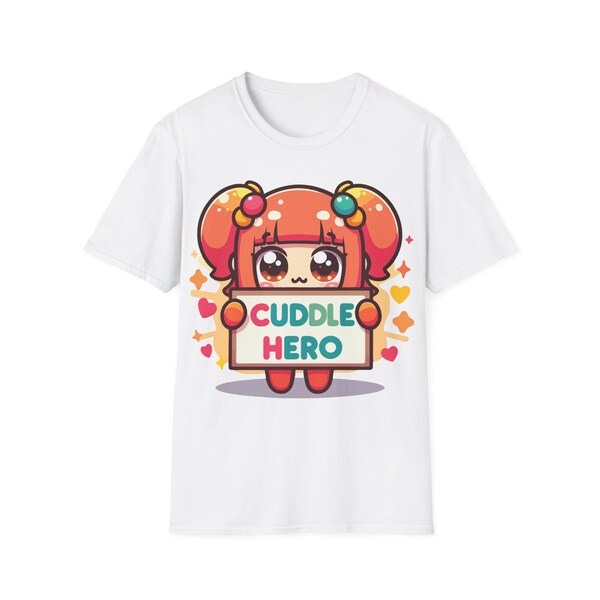 Cuddle Hero T-Shirt Championing Comfort with Chibi Cheer! Unisex Softstyle T-Shirt