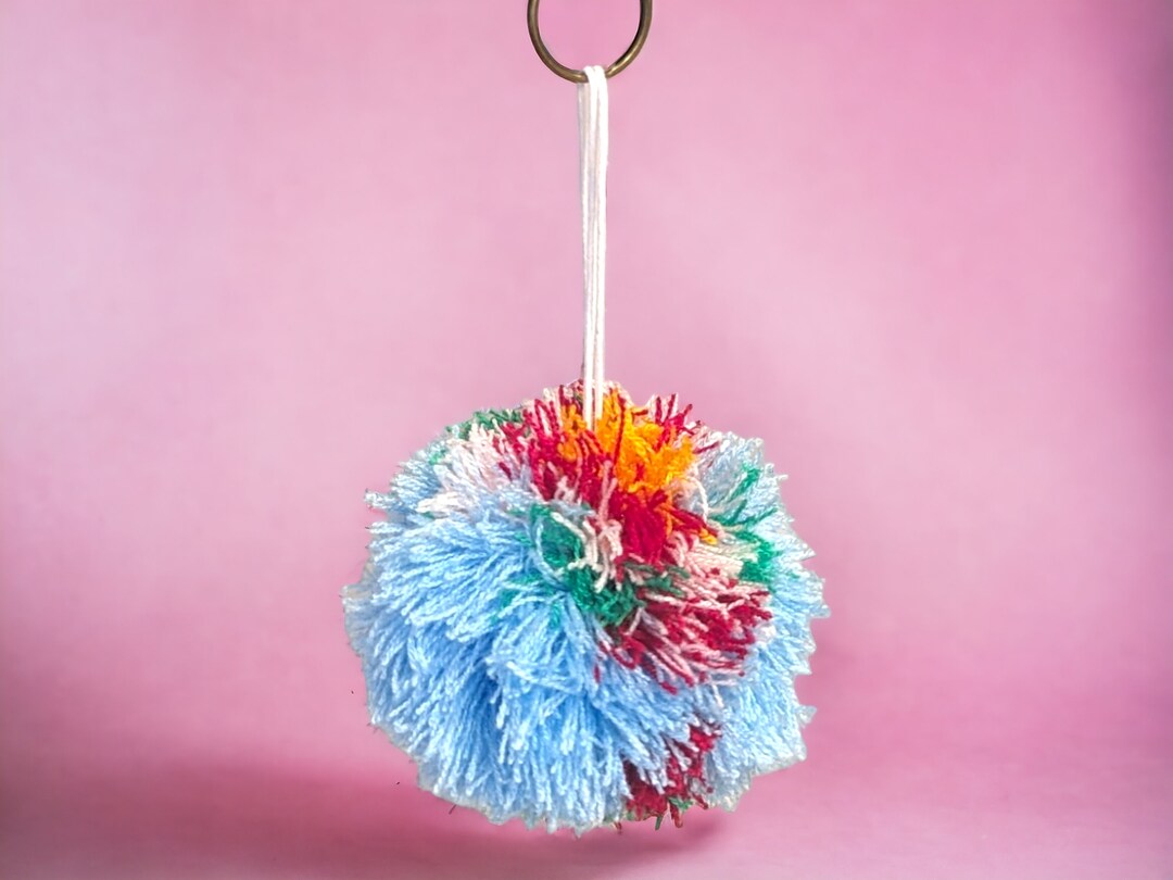 Cherry Blossom Pompom Keychain - Etsy