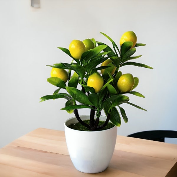 Plantes artificielles de fausses fleurs de citronnier, décoration de citronnier - Cadeau d'été pour la cuisine