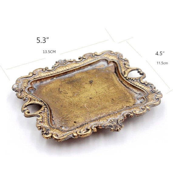 Small Antique Trinket Dish Vintage Gold Jewelry T… - image 5