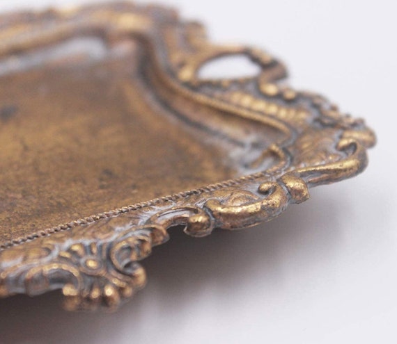 Small Antique Trinket Dish Vintage Gold Jewelry T… - image 3