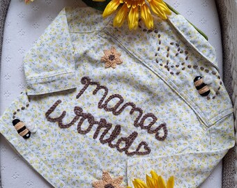 Personalised sunflower/bee Denim jacket