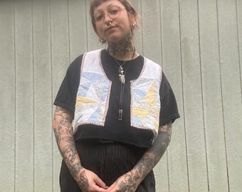 handmade vintage reversible quilted vest