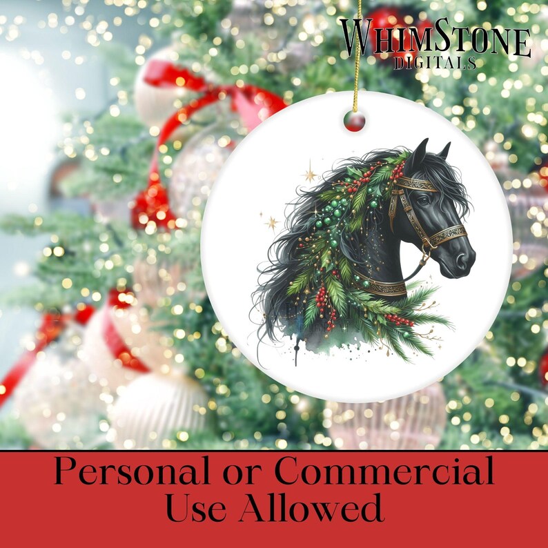 Watercolor Christmas Horse Clipart Bundle, Horse Head PNG Bundle ...