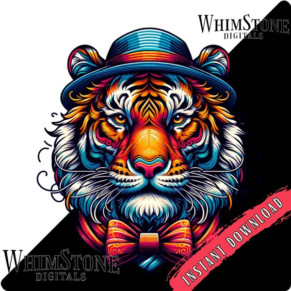 Hipster Tiger PNG, Tiger Sublimation, Tiger in Hat T-Shirt Graphic, Graffiti DTF, Hipster Tiger Clipart, Commercial Use, Digital Download