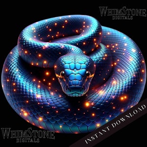 Cobra Cósmica Iridescente PNG, Clipart de Cobra Mística Camiseta Serpente Brilhante Gráfico Sublimação Psicodélica Uso Comercial Download Digital