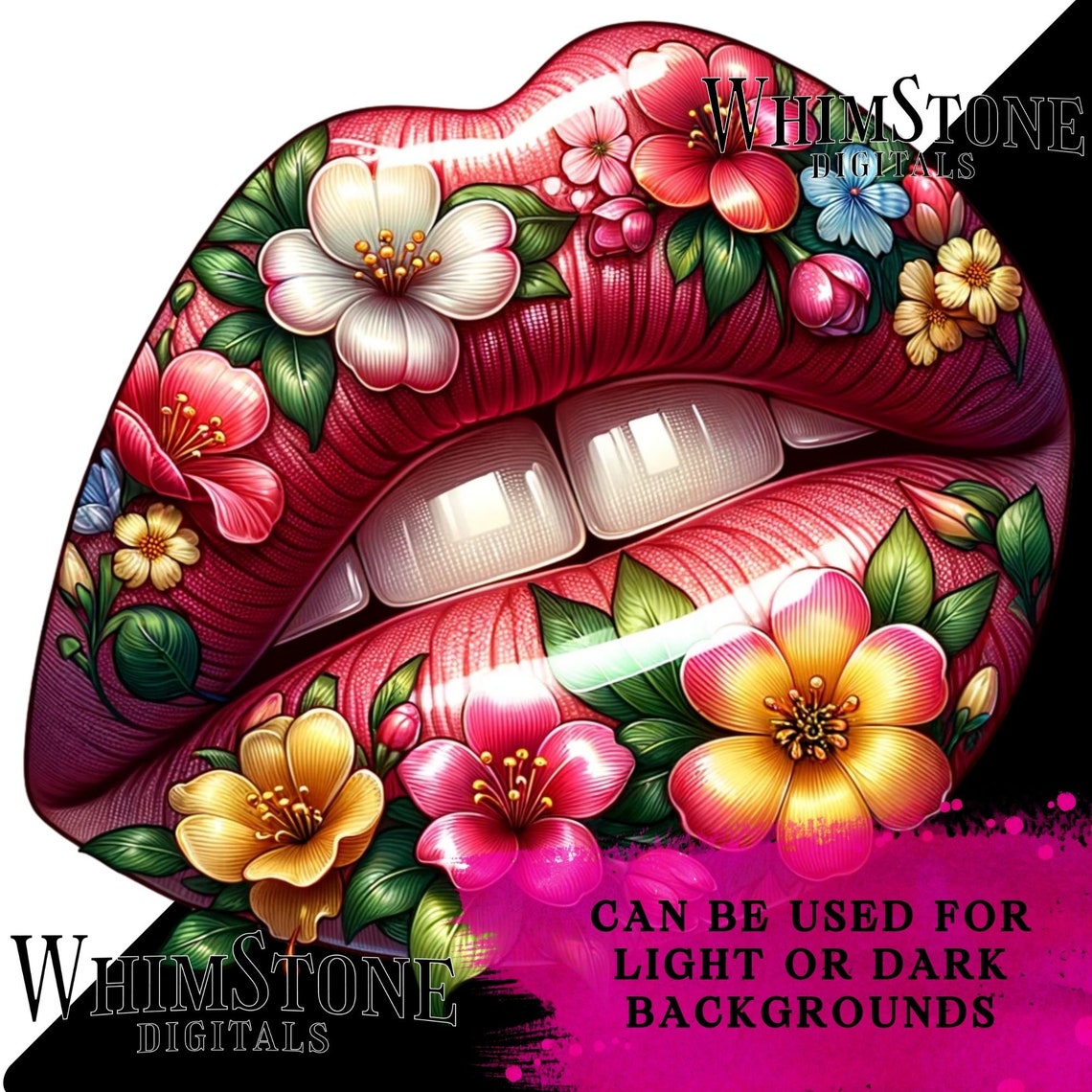 Spring Lips PNG, Kiss Lips Dtf Design, Flower Lip Sublimation, Floral ...
