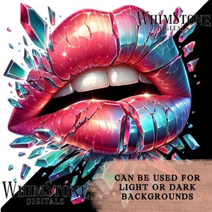 Shattered Lips PNG Kiss Lips Dtf Design Lips Clipart Broken Lips