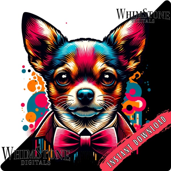 Graffiti Chihuahua PNG, Dog Sublimation, Hipster Chihuahua T-Shirt Graphic, Graffiti DTF,  Commercial Use, Digital Download