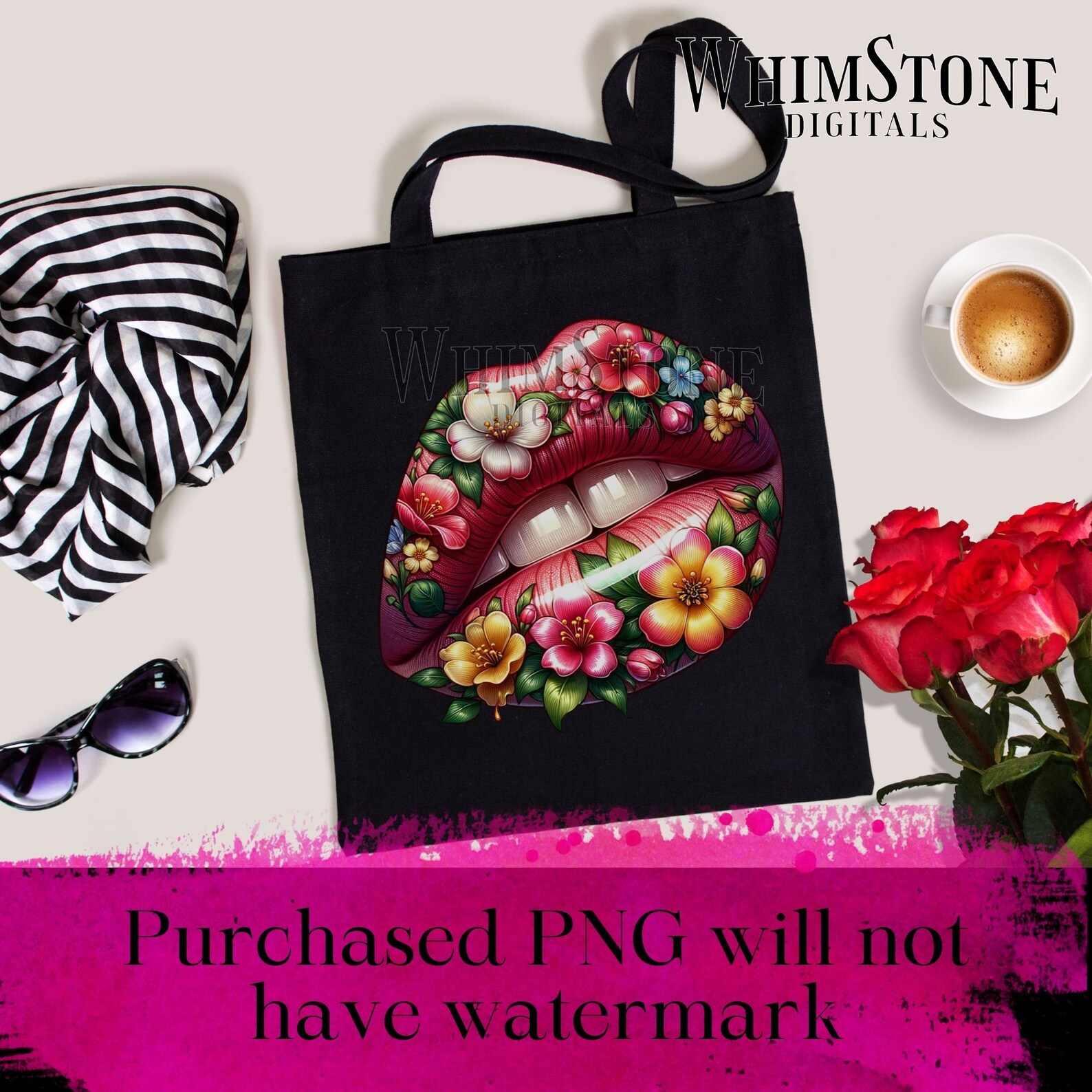 Spring Lips PNG, Kiss Lips Dtf Design, Flower Lip Sublimation, Floral ...