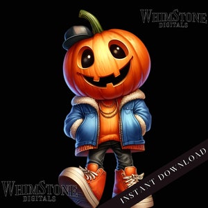 Hip Hop Pumpkin Man PNG, Pumpkin Dtf Design, Pumpkin Head Sublimation