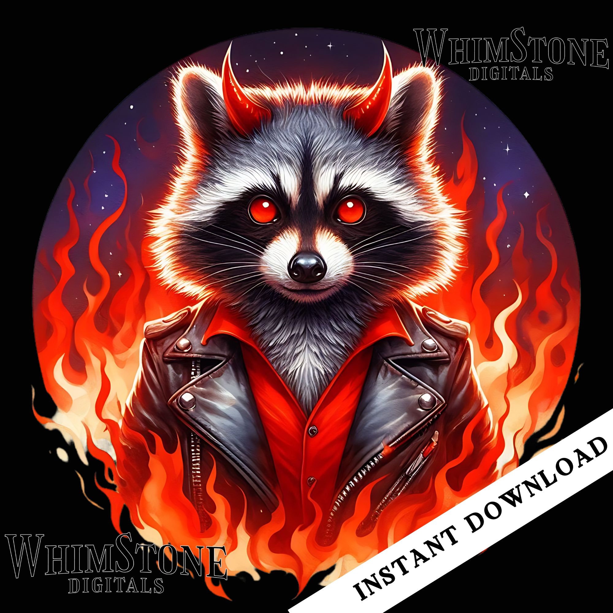 Raccoon Devil PNG, Evil Raccoon Dtf Design, Halloween Clipart