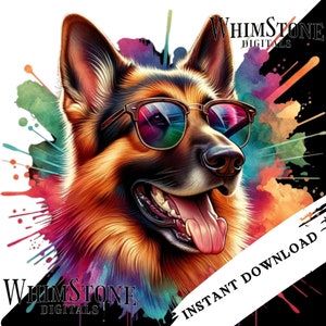 Aquarell Deutscher Schäferhund PNG DTF Design Künstlerischer Schäferhund Clipart Hund T-Shirt Grafik Sublimation Kommerzielle Nutzung Digitaler Download