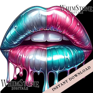 Labbra metalliche PNG, disegno dtf bacio labbra, clipart labbro gocciolante, sublimazione labbra metalliche, design t-shirt, uso commerciale, download digitale