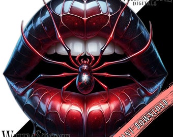 Spider Lips PNG, Spooky Lips dtf design, Halloween clipart, Creepy Spider Sublimation, Commercial Use, Digital Download Only