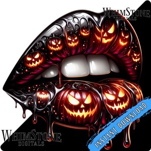 Spooky Lips PNG, Lips dtf design, Jack o lantern Lips clipart, Kiss Lips Sublimation, Halloween Clipart, Commercial Use, Digital Download