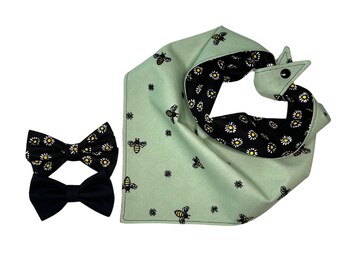 Green Honey Bee Bandana + Bow Tie