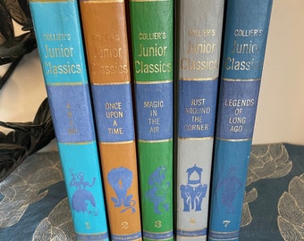 Colliers Junior Classics 1962 The Young Folks Shelf Of Books 1 - 4 and 7, Children's Hardback Collectable Book