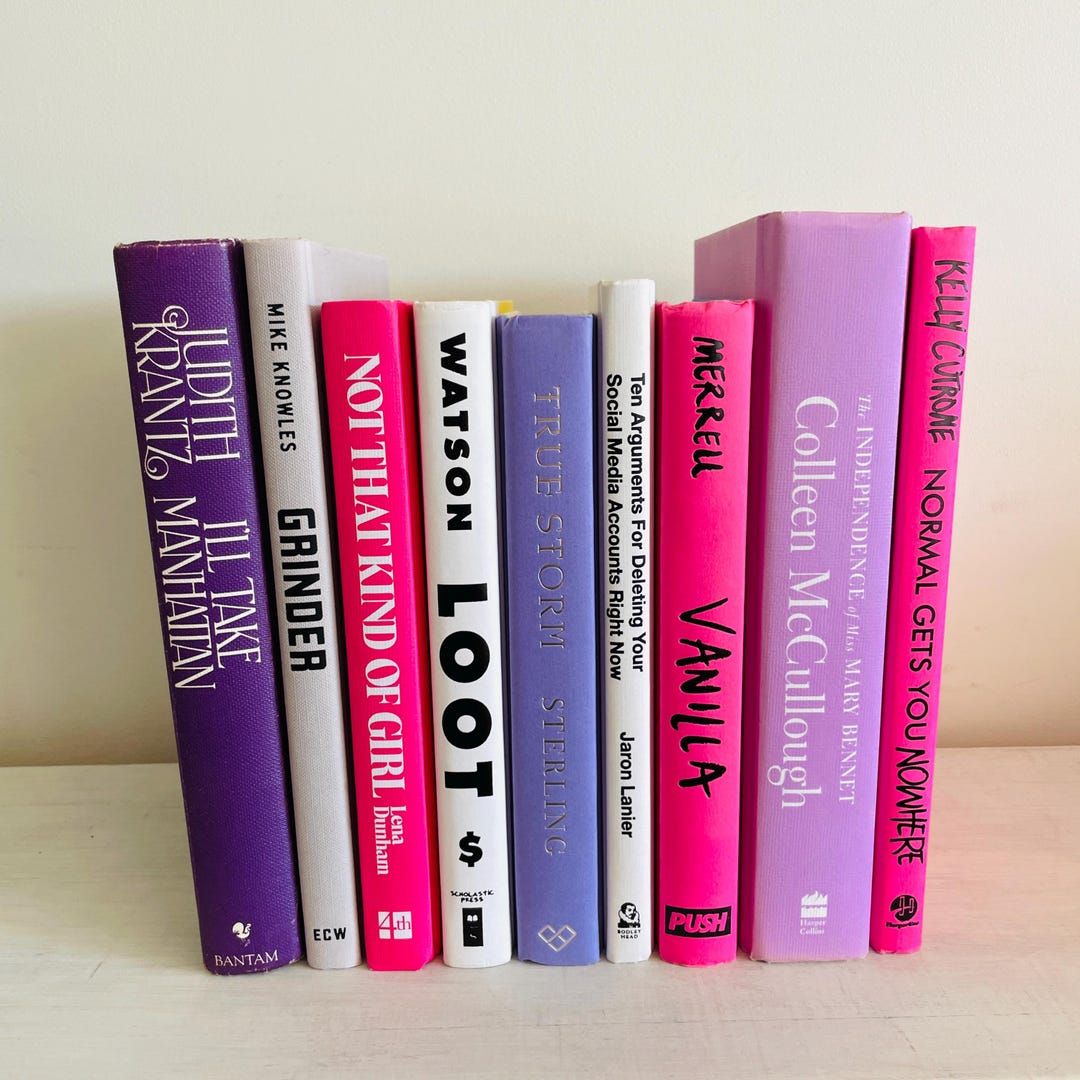 Hot Pink & Purple Book Stack – Bold Decorative Books for Shelf Styling ...