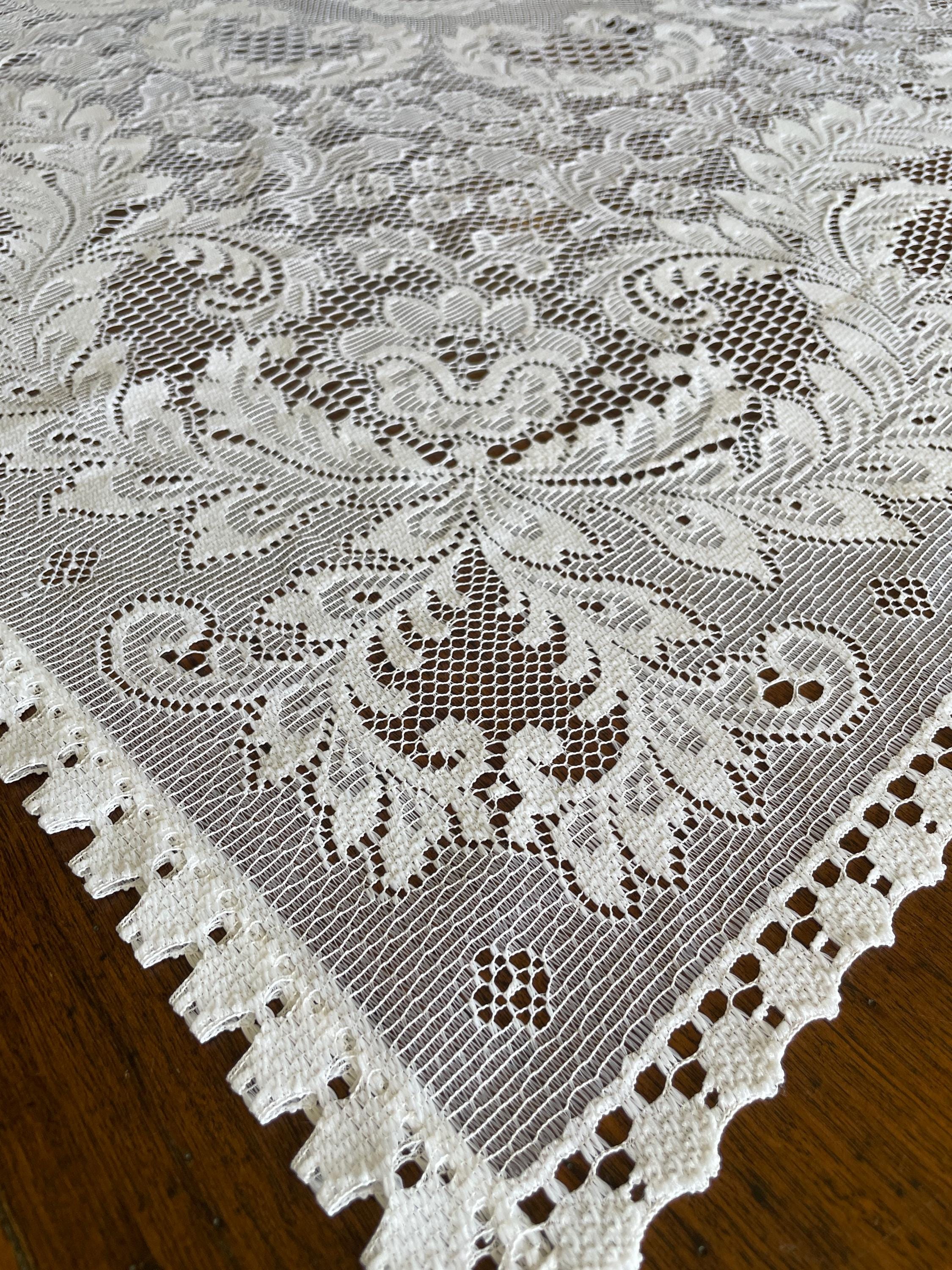 ヴィンテージ　クエーカーレース テーブルクロス（特大） Quaker lace tablecloth - Etsy 日本