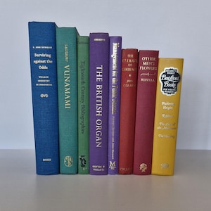 Pacchetto di 8 libri arcobaleno colorati con copertina rigida, stile vintage, per la casa, come decorazione da scaffale, tavolino, libri, libri da collezione
